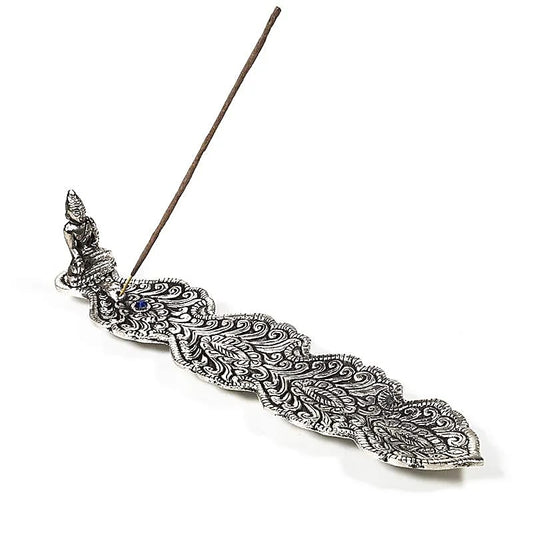 Brûleur d'encens Bouddha couleur argent - Feuille