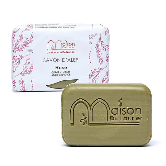 Savon d'Alep parfumé à la Rose de la Maison du Laurier- pain de 200 grammes