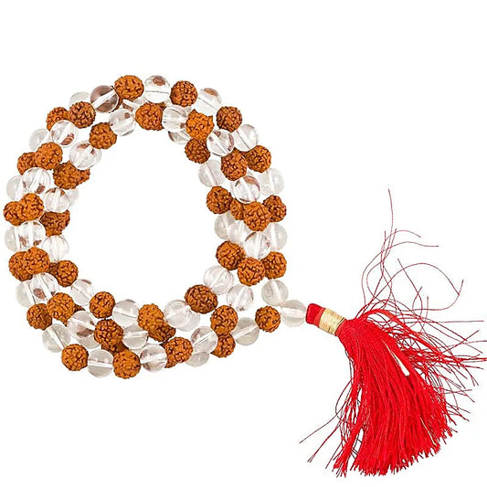 Mala Cristal de Roche - Rudraksha | 108 perles