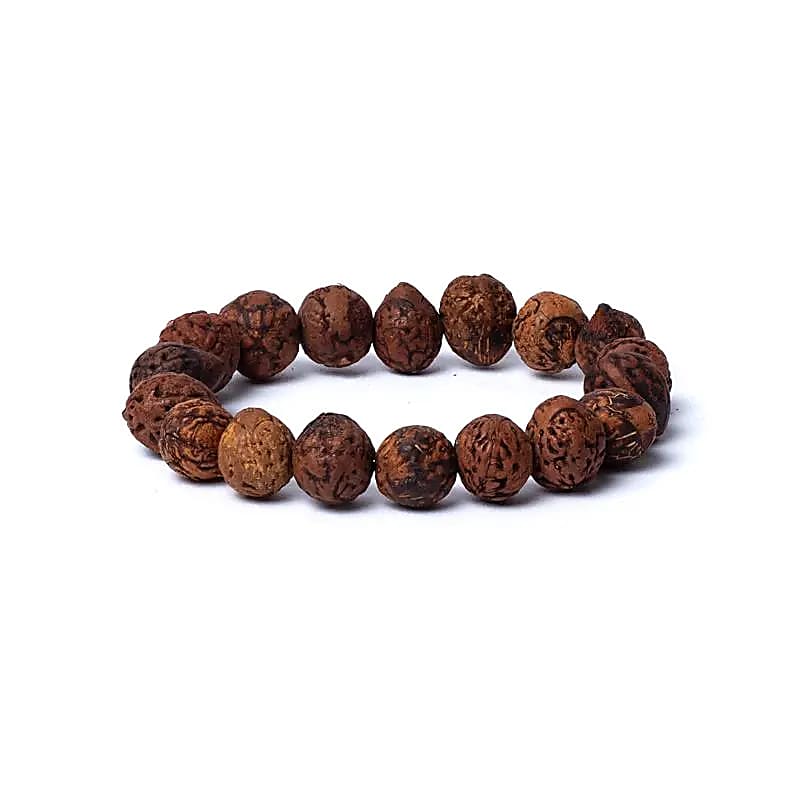 Bracelet graines de Bodhi brutes - 12 mm | 18 perles vue de près