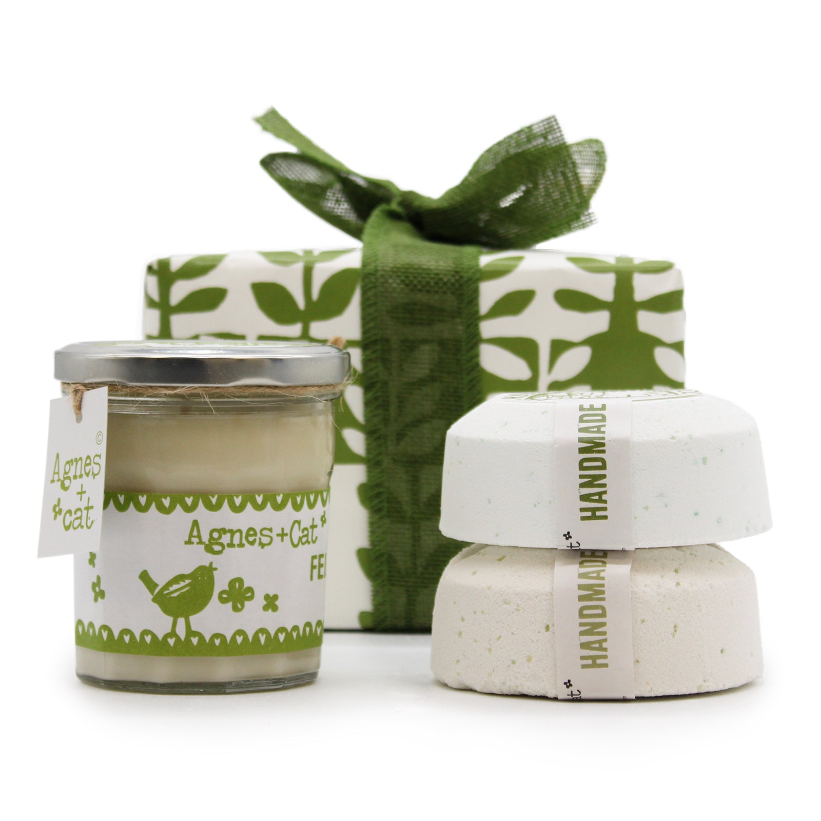 Coffret Cadeaux Bougie Rhubarbe &amp; Bombes de bain | Agnès &amp; Cat