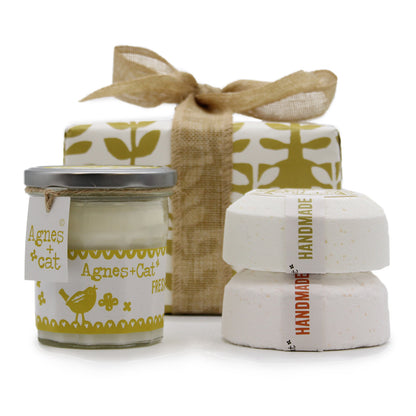Coffret Cadeaux Bougie Citron Frais &amp; Bombes de bain | Agnès &amp; Cat
