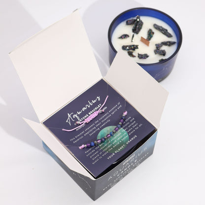 Coffret Cadeaux Bougie et Bracelet - Verseau : célébrez l&