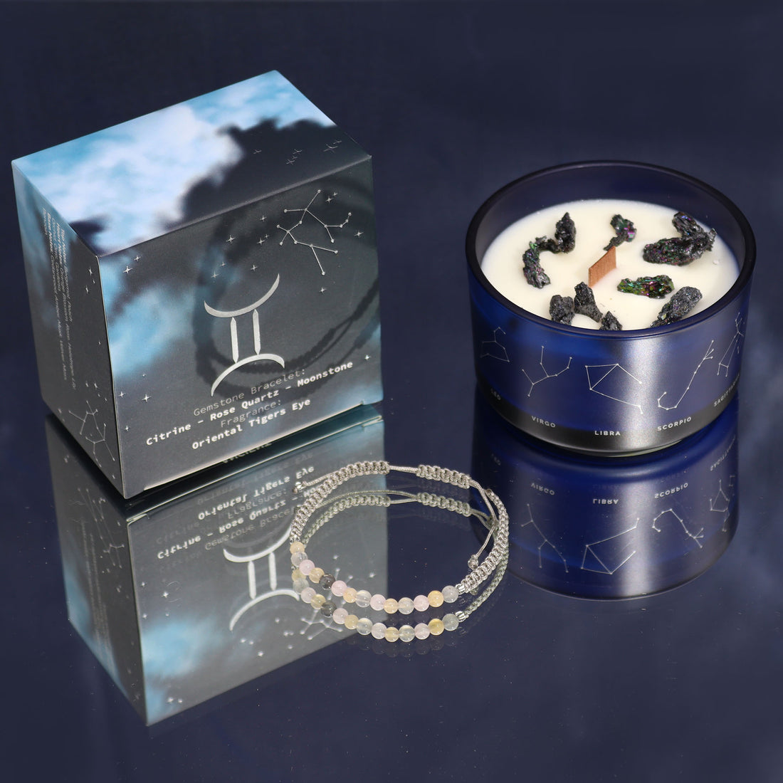 Coffret Cadeaux Bougie et Bracelet - Gémeaux : à offrir ou à s&