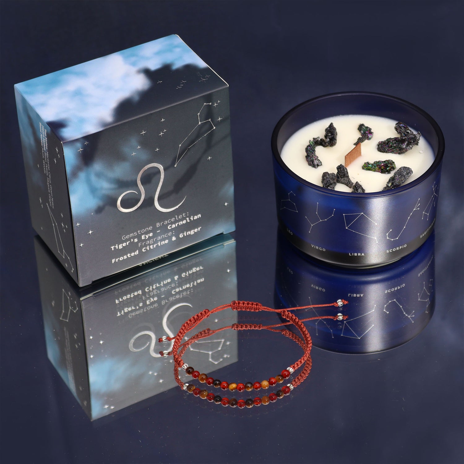 Coffret Cadeaux Bougie et Bracelet - Lion : gâtez votre Lion préféré