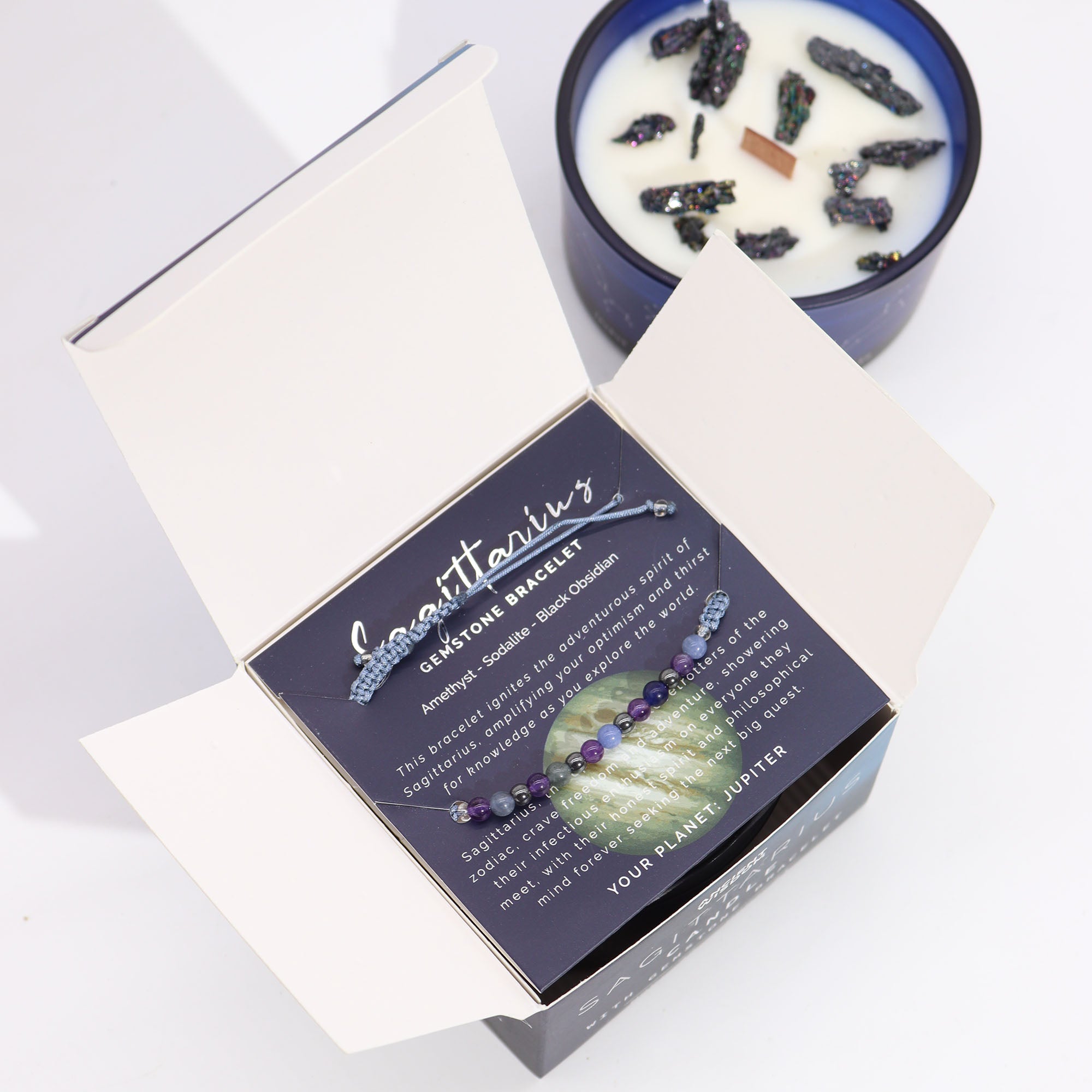 Coffret Cadeaux Bougie et Bracelet - Sagittaire : à offrir ou à s&