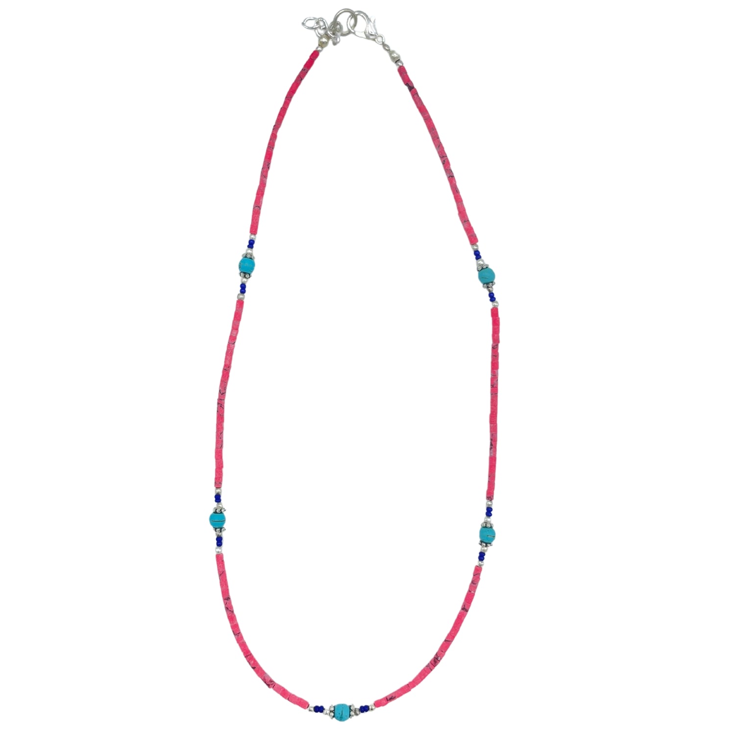 Collier de pierres précieuses - Corail rose et Turquoise