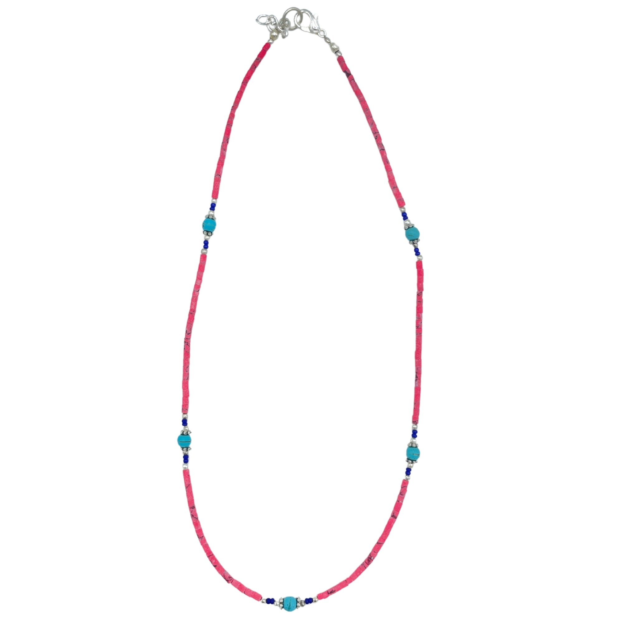 Collier de pierres précieuses - Corail rose et Turquoise