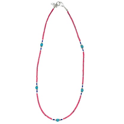 Collier de pierres précieuses - Corail rose et Turquoise