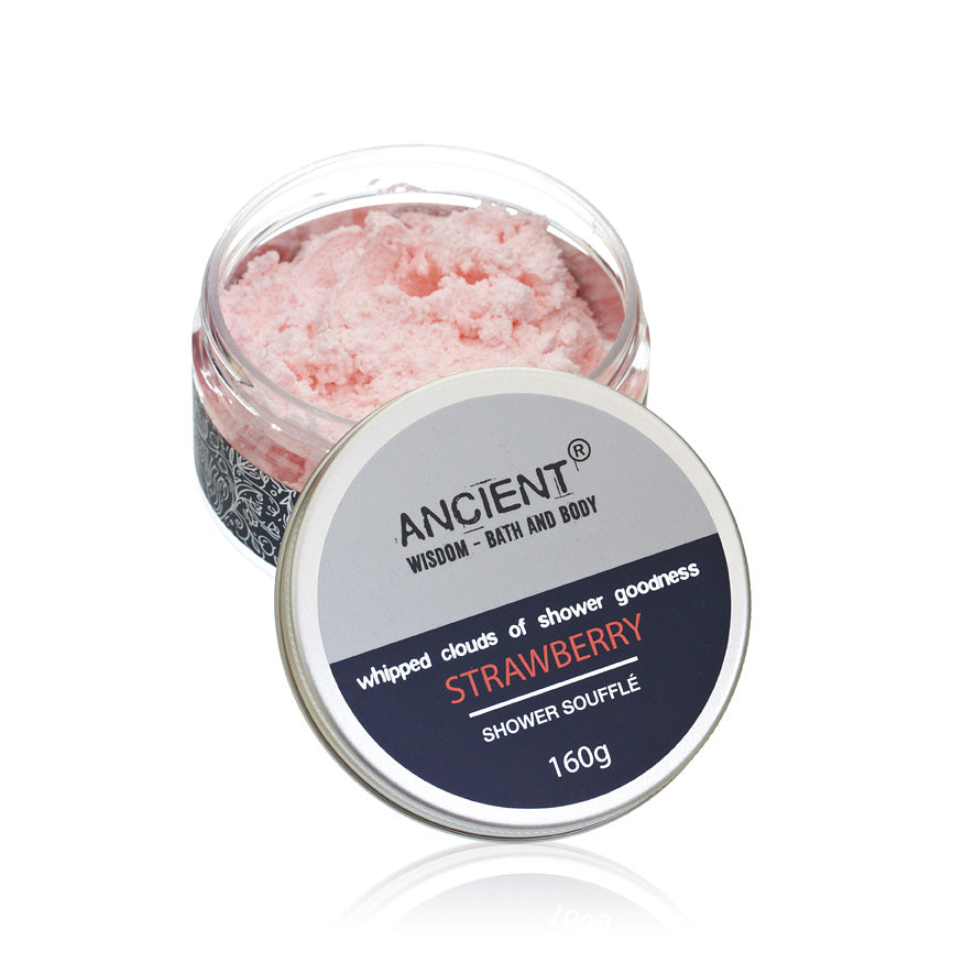 Mousse de Douche Fraise – Douceur Gourmande pour la Peau - pot de 160g ouvert