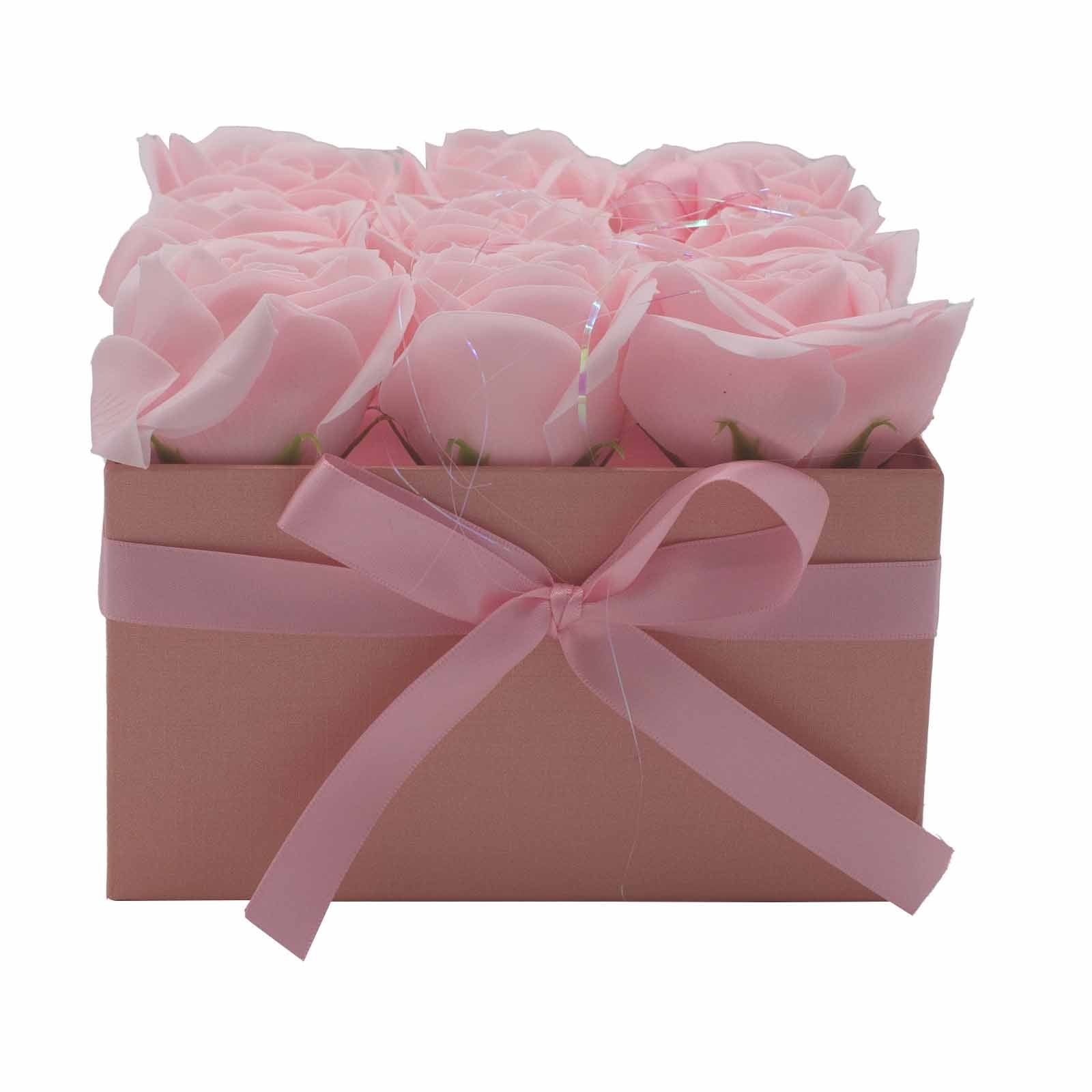 Coffret Boite de Fleurs de Savon - Roses roses - à offrir ou à s&