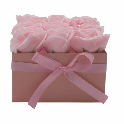 Coffret Boite de Fleurs de Savon - Roses roses - à offrir ou à s&
