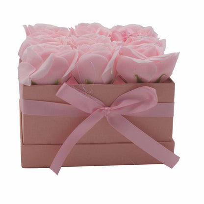 Coffret Boite de Fleurs de Savon - Roses roses - vue de profil