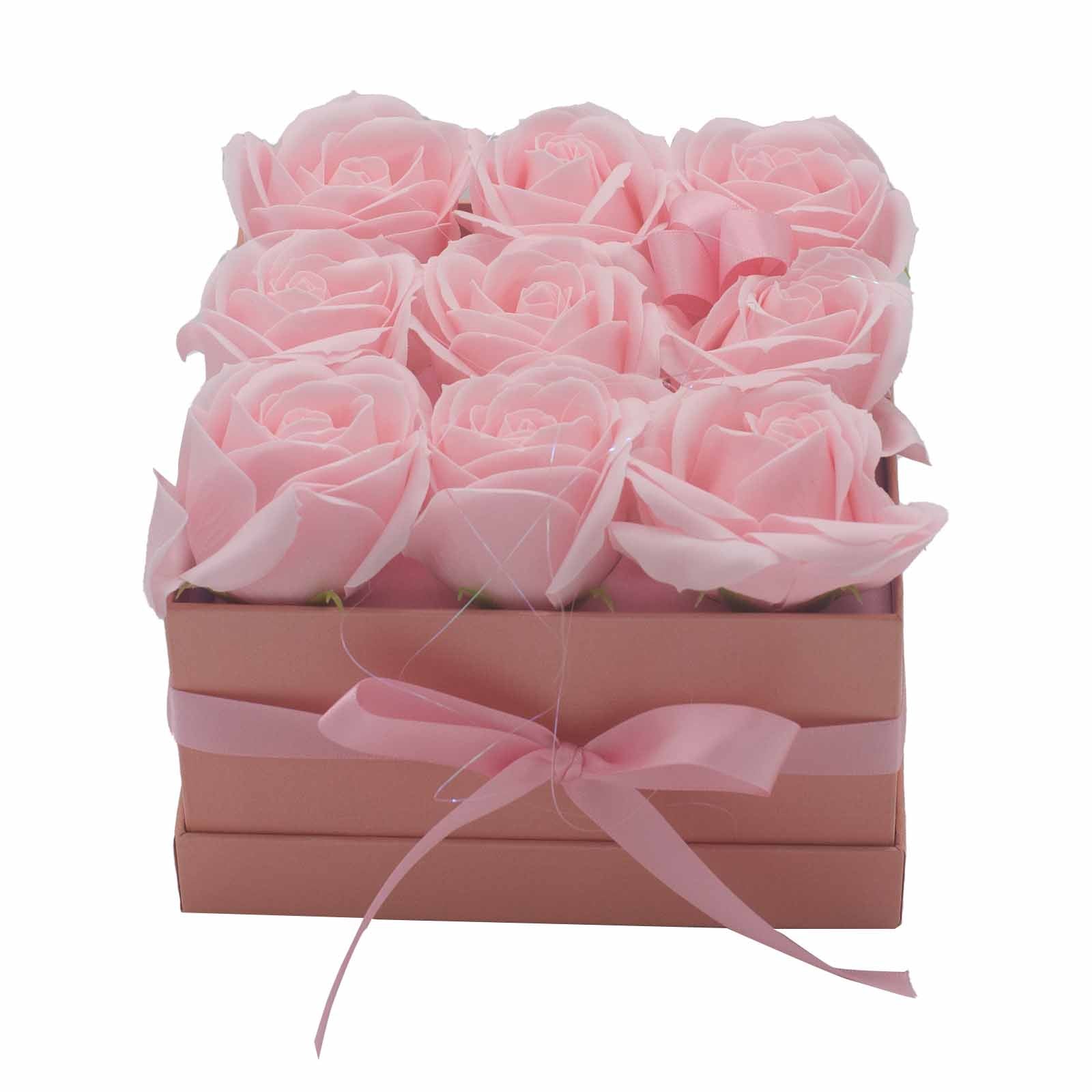 Coffret Boite de Fleurs de Savon - Roses roses