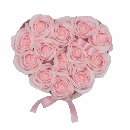 Coffret Cœur de Fleurs de Savon - Roses roses - vue de dessus