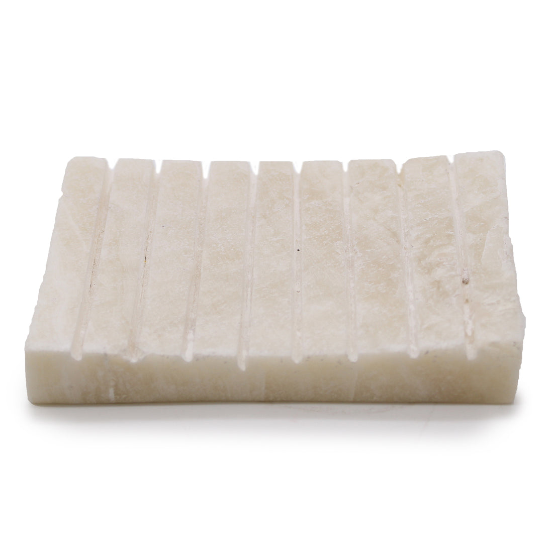 Porte savon strié en Onyx Blanc