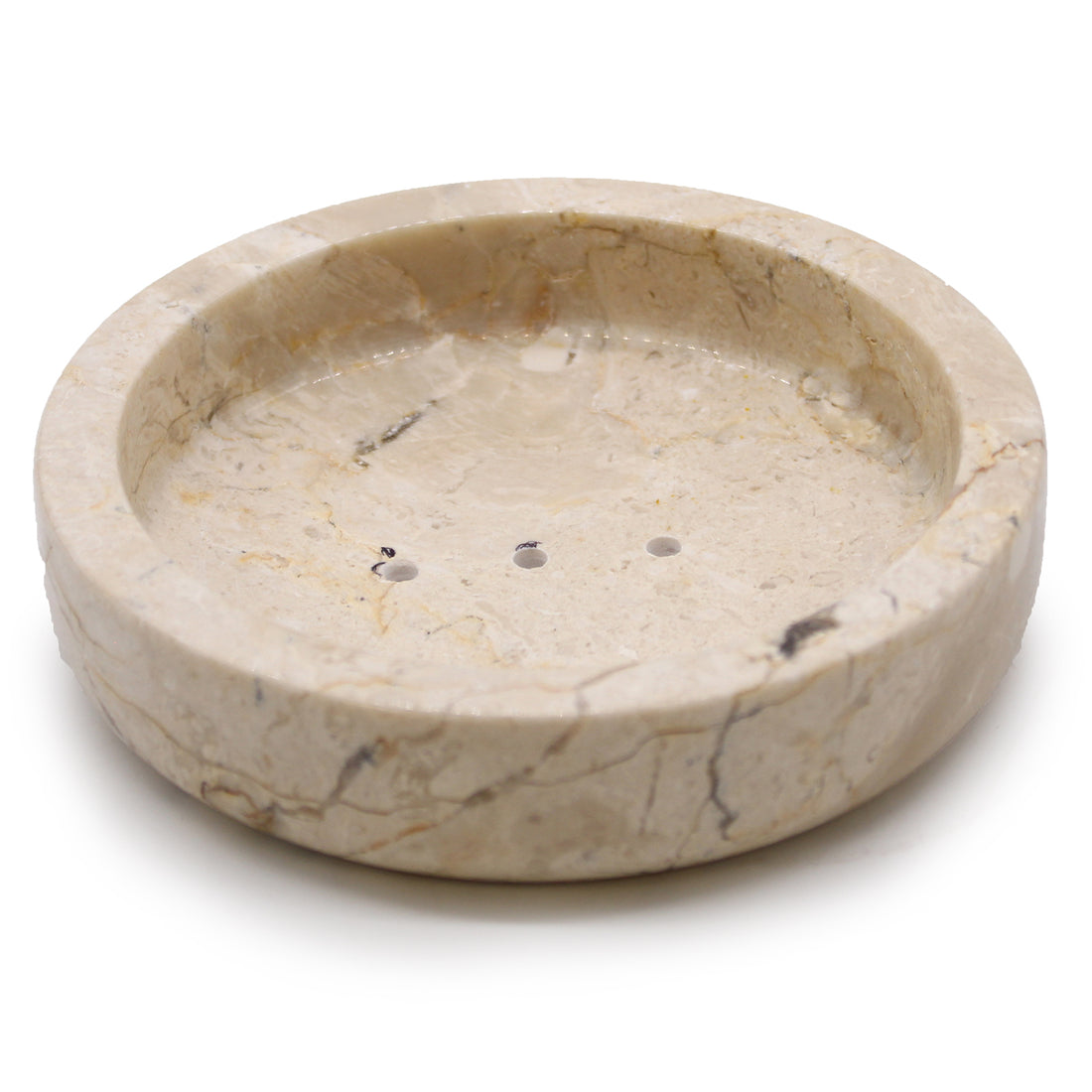 Porte savon plat rond en marbre miel