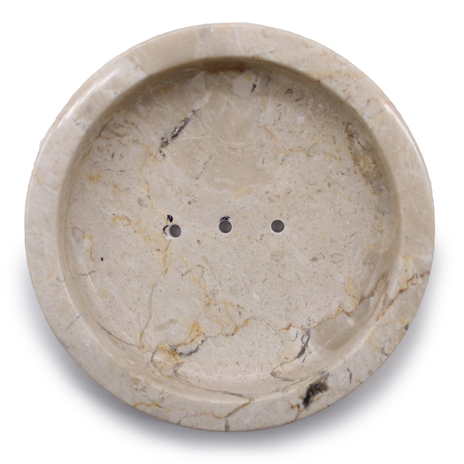 Porte savon plat rond en marbre miel