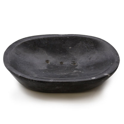 Porte savon ovale classique en marbre noir