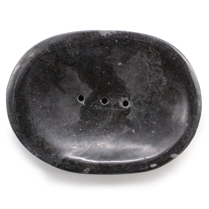 Porte savon ovale classique en marbre noir