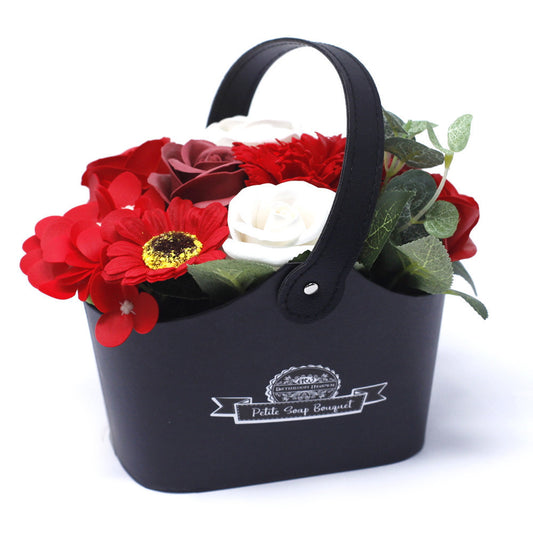 Panier de fleurs de savon taille S coloris rouge