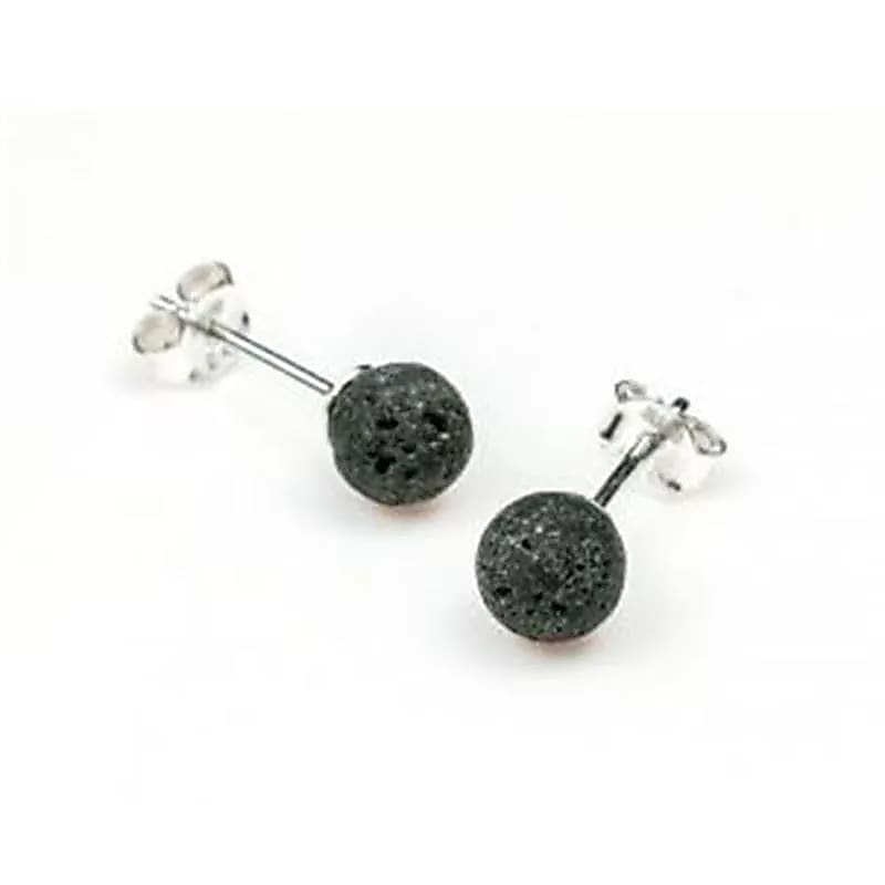 Boucles d’oreilles clous pierre de lave clous en argent