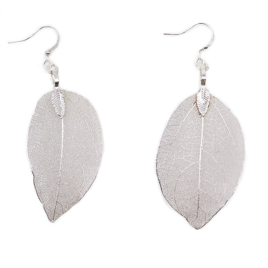 Boucles d'Oreilles Feuilles - Argenté