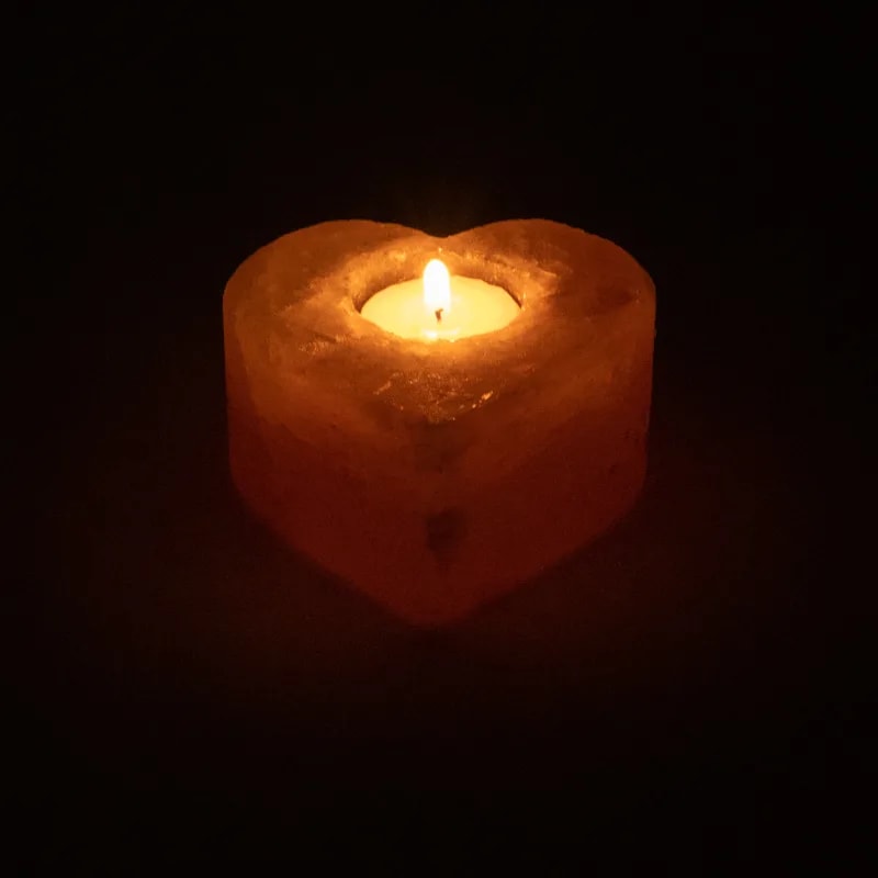 Bougeoir coeur en cristal de sel – vue 2