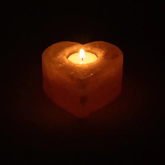 Bougeoir coeur en cristal de sel