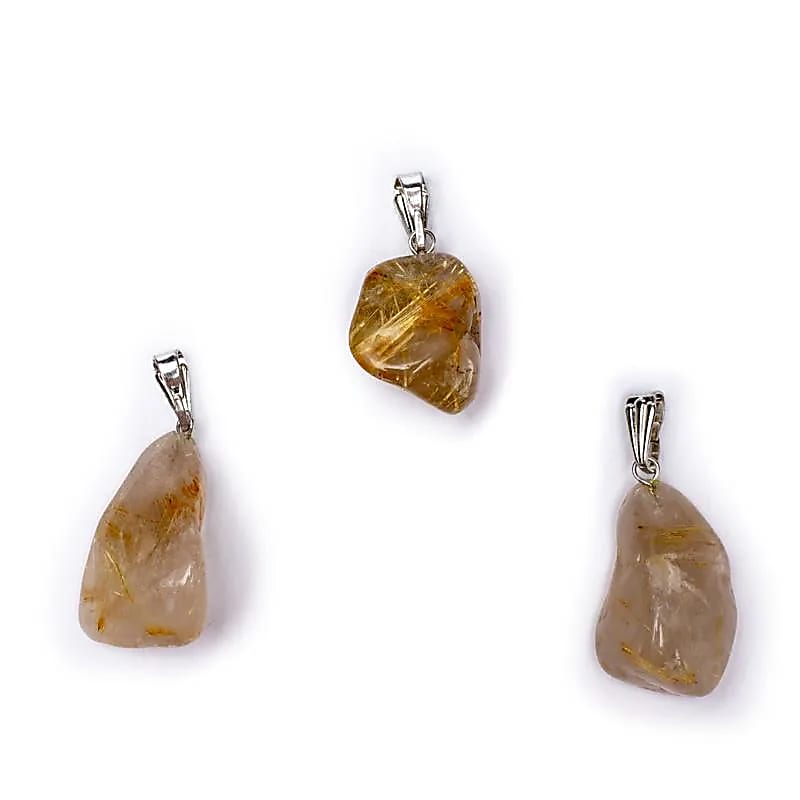Pendentif Quartz Rutile avec crochet doré