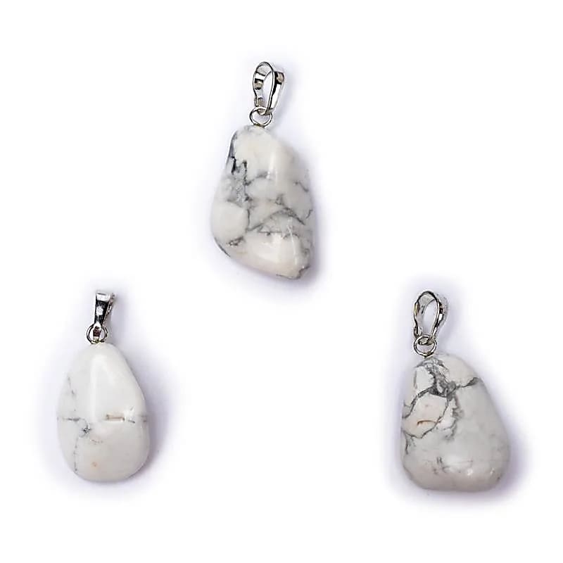 Pendentif en Howlite Blanc avec crochet
