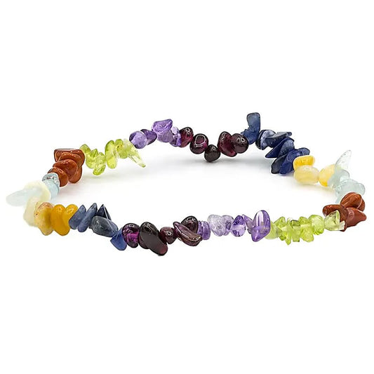 Bracelet 7 chakras en chips de pierres - petit modèle - vue détaillée