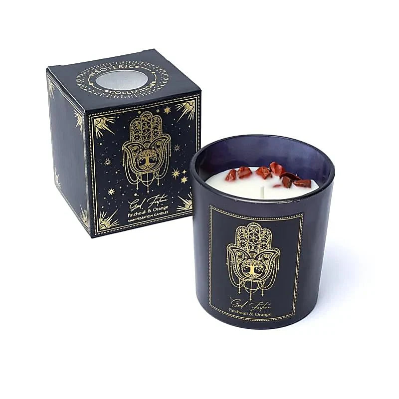 Bougie d’intention Good Fortune en verre pour attirer l’abondance et les énergies positives