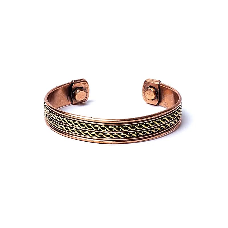 Bracelet magnétique en cuivre, motif double hélice de taille +/-6.5cm