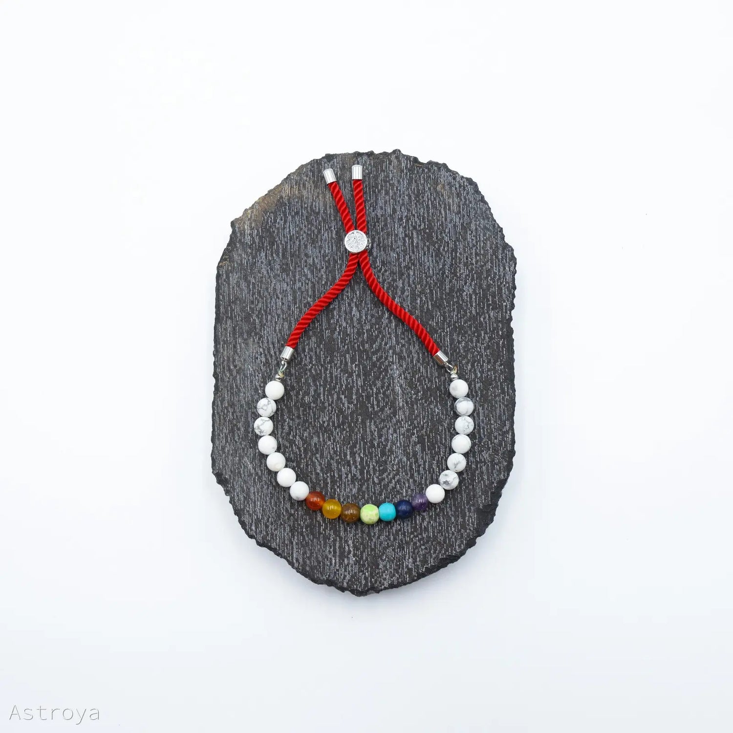 Bracelet en pierre naturelle plaqué argent 925 | Howlite Blanche - 7 chakras