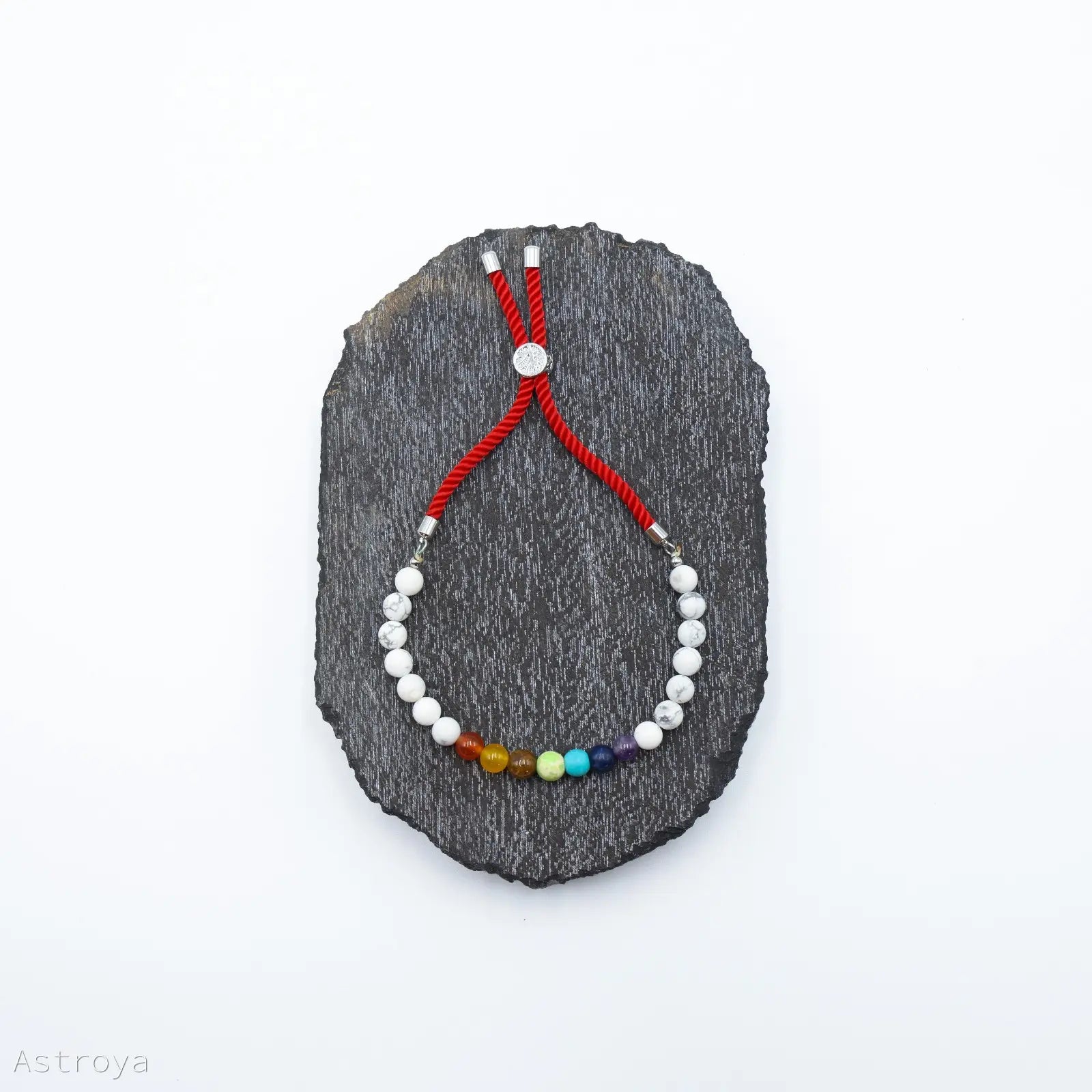 Bracelet en pierre naturelle plaqué argent 925 | Howlite Blanche - 7 chakras
