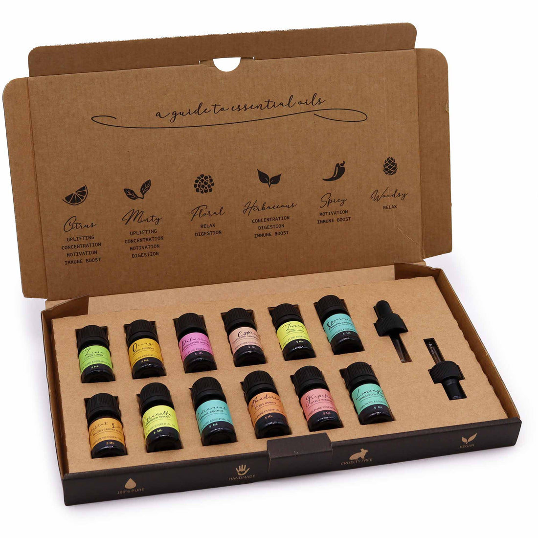 Coffret aromathérapie Été avec 12 huiles essentielles revitalisantes