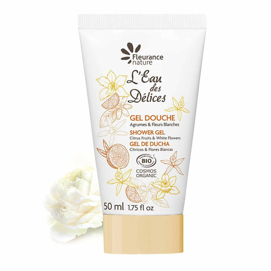 Gel Douche 50ml Agrumes et Fleurs Blanches – Fraîcheur Bio en Format Voyage