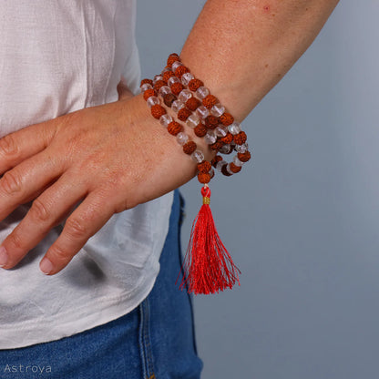 Mala Cristal de Roche - Rudraksha | 108 perles - porté en bracelet