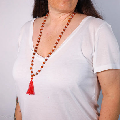Mala Cristal de Roche - Rudraksha | 108 perles - porté en collier