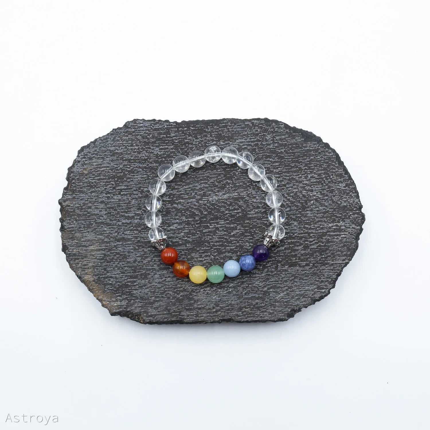 Bracelet 7 chakras | Cristal de roche - vue de face