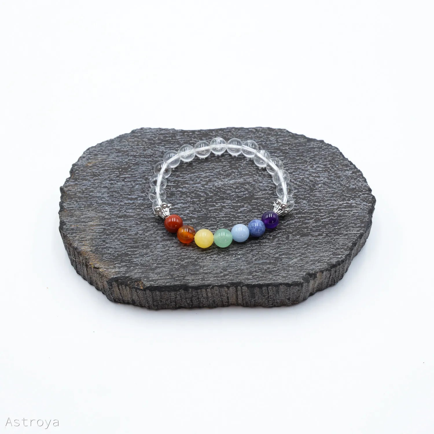 Bracelet 7 chakras | Cristal de roche - autre vue non portée