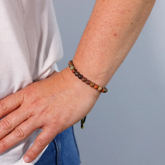 Bracelet en pierre naturelle plaqué argent | Jaspe Picasso