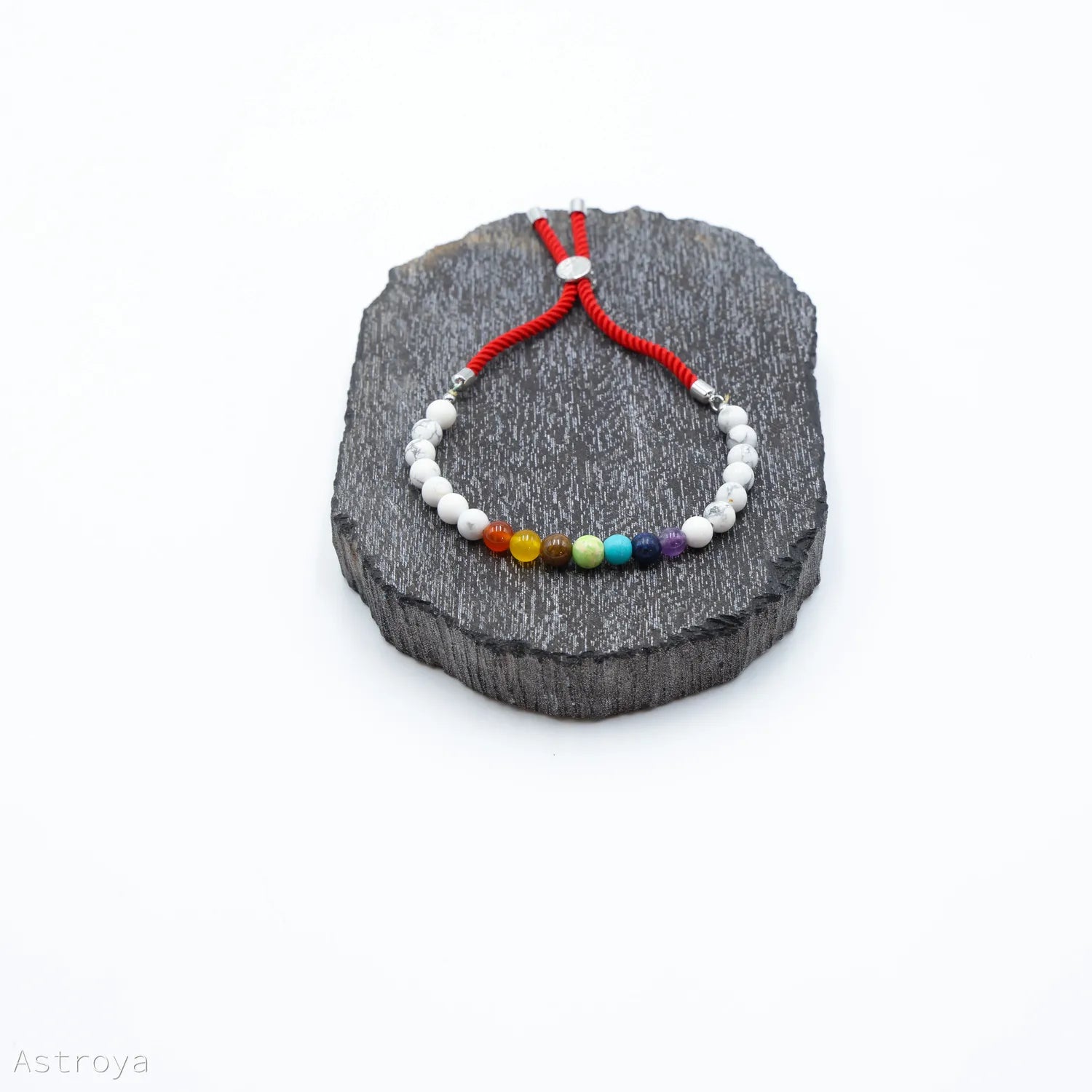 Bracelet en pierre naturelle plaqué argent | Howlite Blanche - 7 chakras