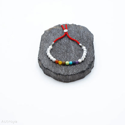 Bracelet en pierre naturelle plaqué argent | Howlite Blanche - 7 chakras