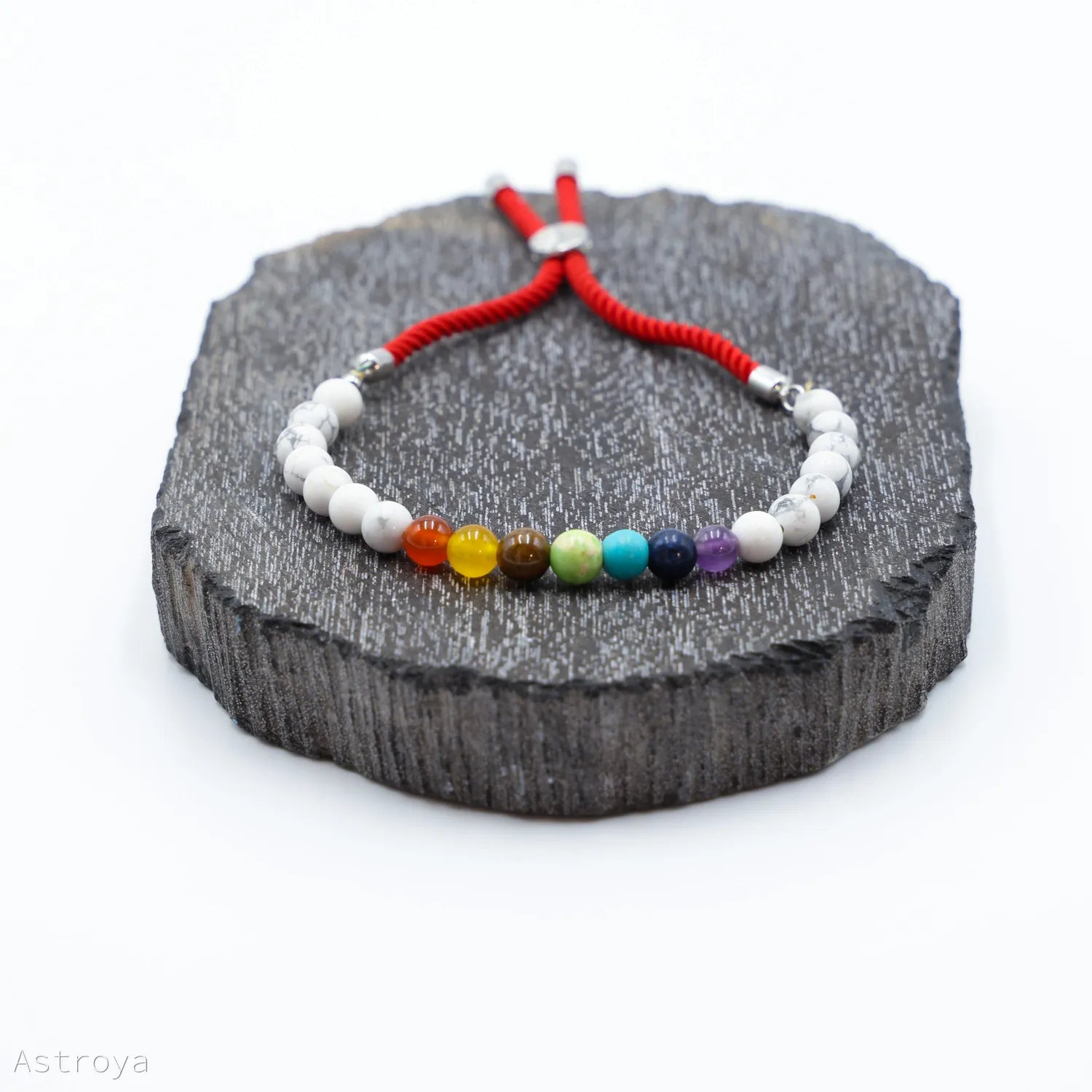Bracelet en pierre naturelle plaqué argent | Howlite Blanche - 7 chakras
