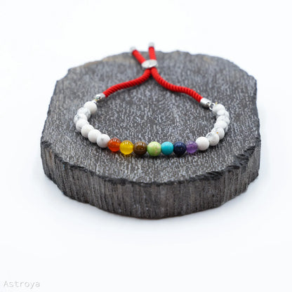 Bracelet en pierre naturelle plaqué argent | Howlite Blanche - 7 chakras