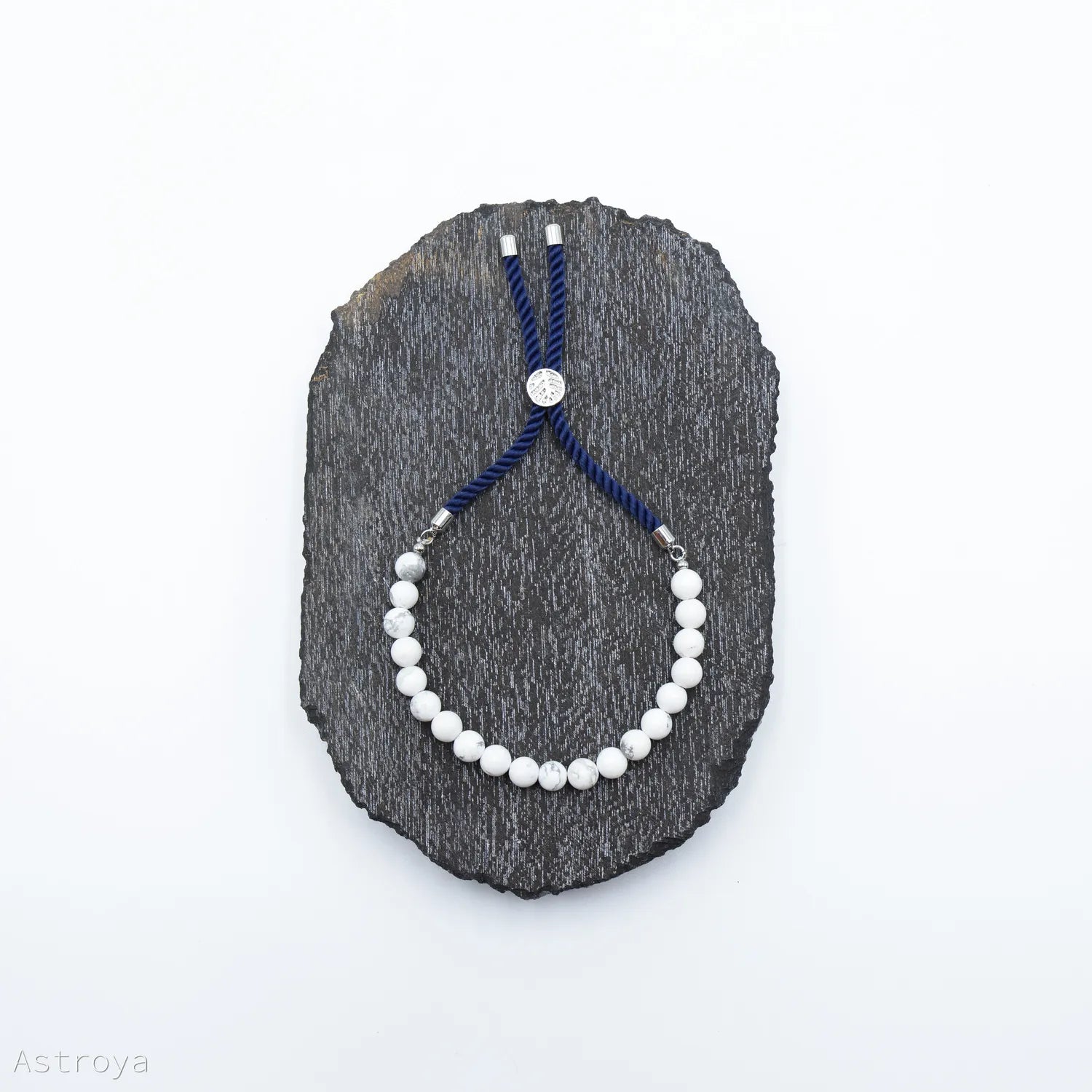 Bracelet en pierre naturelle plaqué argent | Jaspe Dalmatien