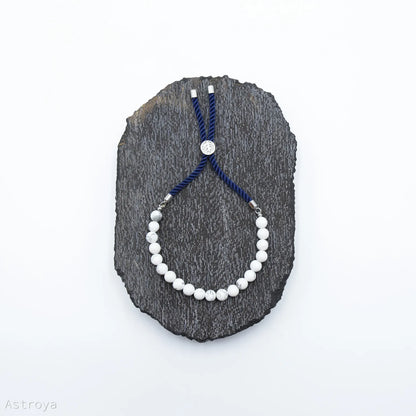 Bracelet en pierre naturelle plaqué argent | Jaspe Dalmatien
