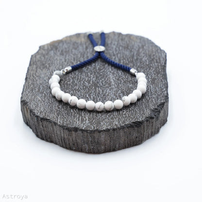 Bracelet en pierre naturelle plaqué argent | Jaspe Dalmatien